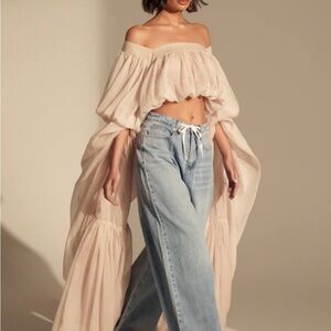 Elegant Off-Shoulder Cream Blouse